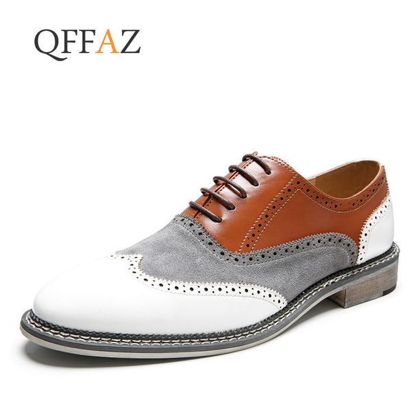 

qffaz мужчины квартиры оксфорд обувь джентльмен кожа chaussure homme классическая обувь мужчины повседневная zapatos hombre, Black