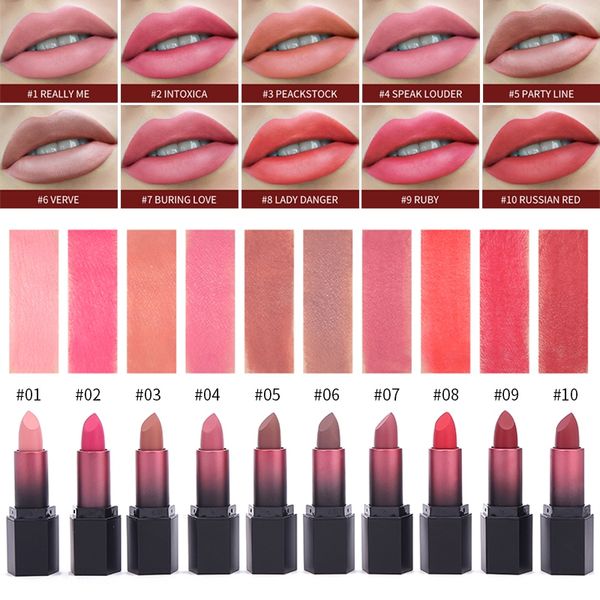 

new 10 colors beauty matte long-lasting lipstick durable moisturizing lip gloss non stick cup makeup lipstick