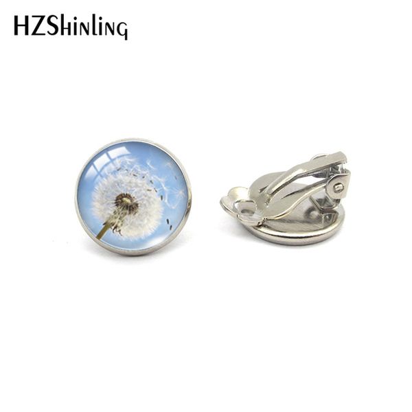 

selling jewelry new earrings clip no pierced dandelion promise silver bronze glass pendants dandelion pattern jewelry