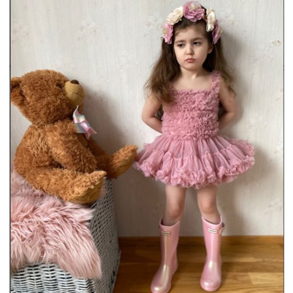 

fashion girls tutu baby spring extra fluffy birthday party cute autumn ball gown ruffled bubble dress new designed y200317, Red;yellow