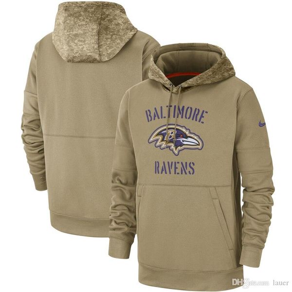 

new mens women kid baltimore ravens tan vintage sweatshirt 2019 salute to service sideline nfl therma pullover hoodie, Blue;black