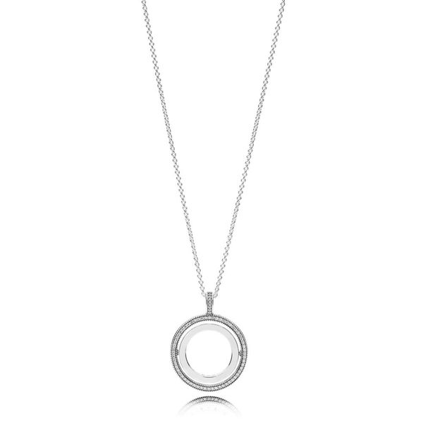 

new 2018 new 100% 925 стерлингового серебра pandora loving спиннинг сердца ожерелье clear cz подходящий подарок ключицы цепной ювелирные изд, Silver