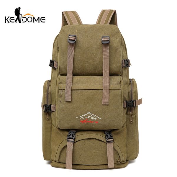 

60l large camping bag traveling backpack canvas army bags luggage multi-function climbing mochila men hiking tas xa26d
