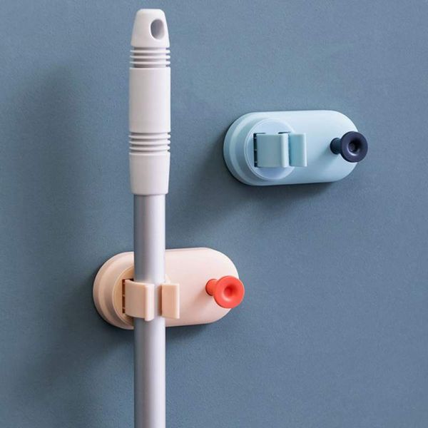 

durable punching wall-mounted mop clip strong adhesive glue hanger nail-mop clip
