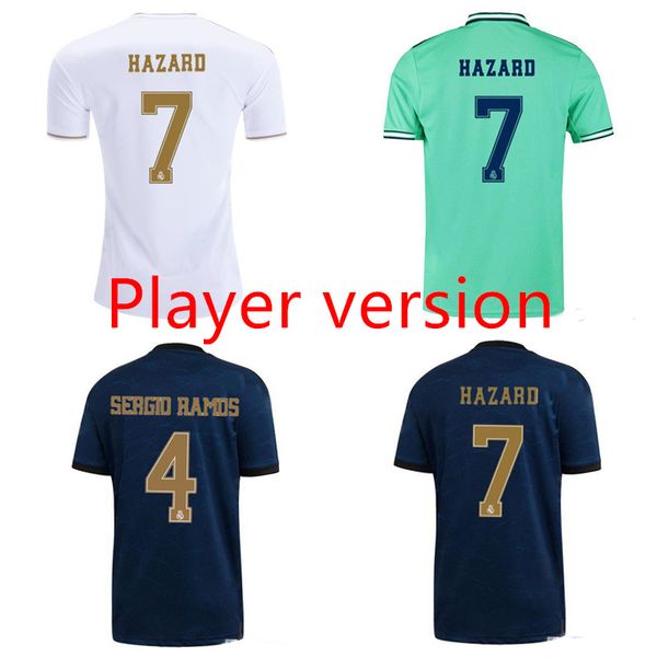 

player version 19 20 real madrid soccer jerseys modric football shirt 2019 2020 benzema hazard jersey kroos isco camisas de futebol, Black;yellow