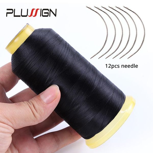 

plussign supply needle and thread for sew in hair 12pcs c type crochet needle black weaving threadfor dreadlock accessories qwseh