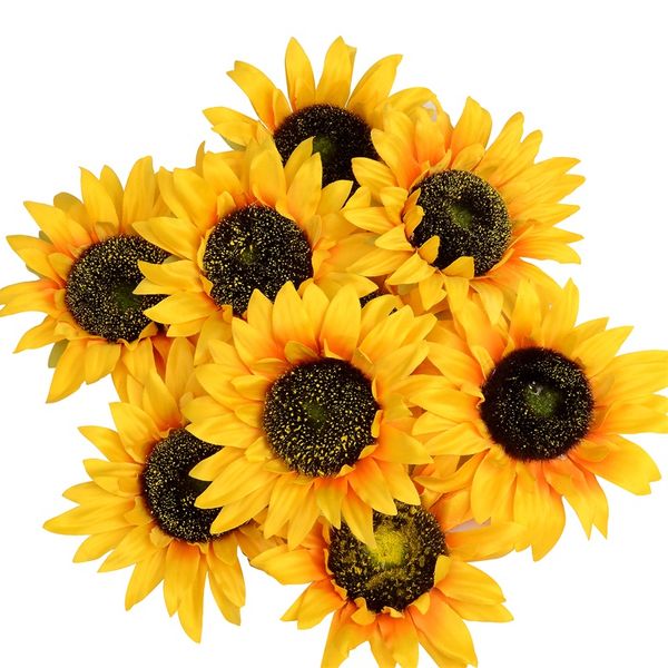 

14cm silk artificial sunflower flower heads for wedding party decoration diy wreath gift box scrapbooking craft fake flowers