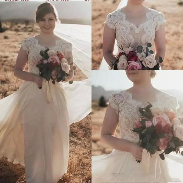 

2020 new sheath chiffon beach camo wedding dresses bridal gowns lace vintage wedding gown vestido de novia, White