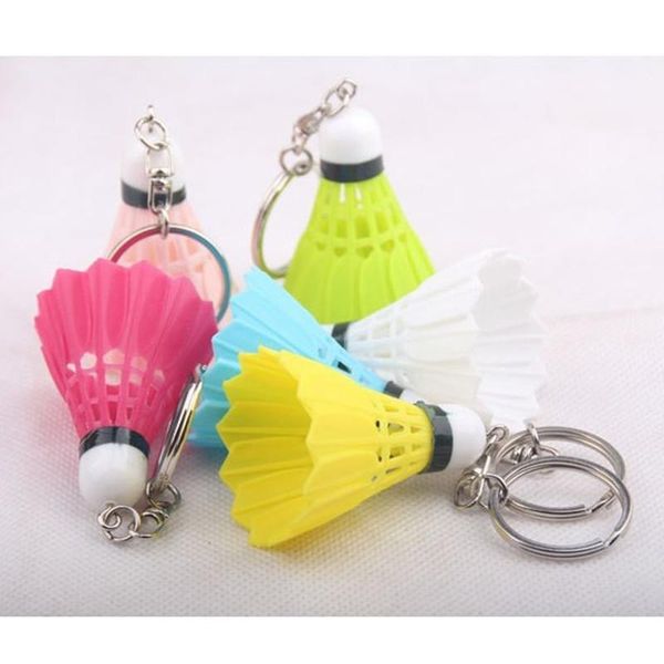 

50pcs /lot mini badminton shuttlecock key chain key ring pvc resin casual sport keychain fashion charm keyring accessories, Slivery;golden