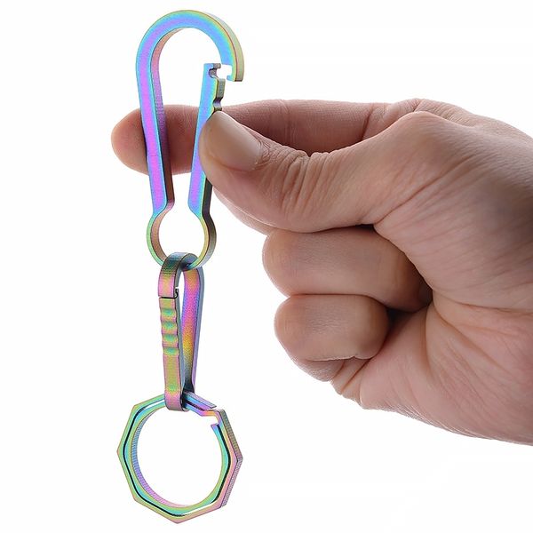 

mini hang buckle titanium alloy keychain edc backpack buckle titanium alloy keychain elastic compression buckle rock protection