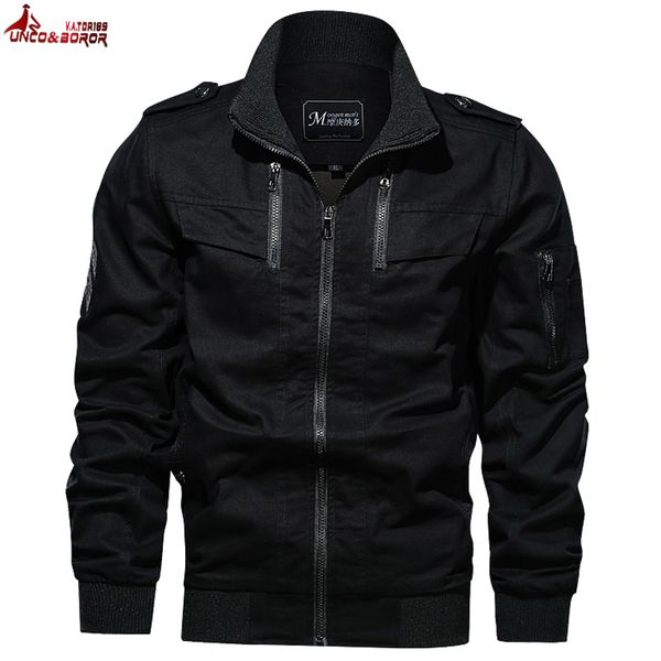 

new jacket men 5xl 6xl bomber jacket men autumn winter casual cotton multi-pocket flight army jaqueta masculina, Black;brown