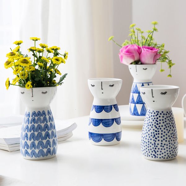 Girl Vase Ceramic Home Decor Flower Pots Planters Porcelain Flower