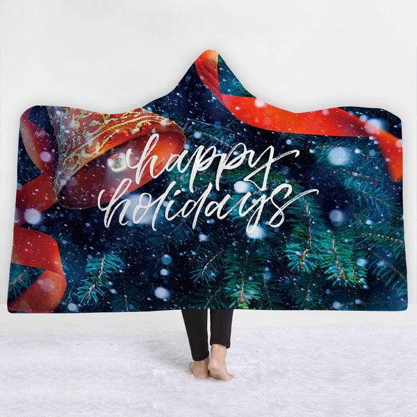 

green leaf snowflake blanket keep warm soft comfortable deep blue blanket merry christmas good quality with hat