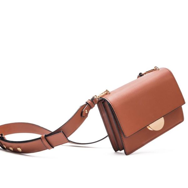 

pumpkin bag lock design wide shoulder strap women's bag