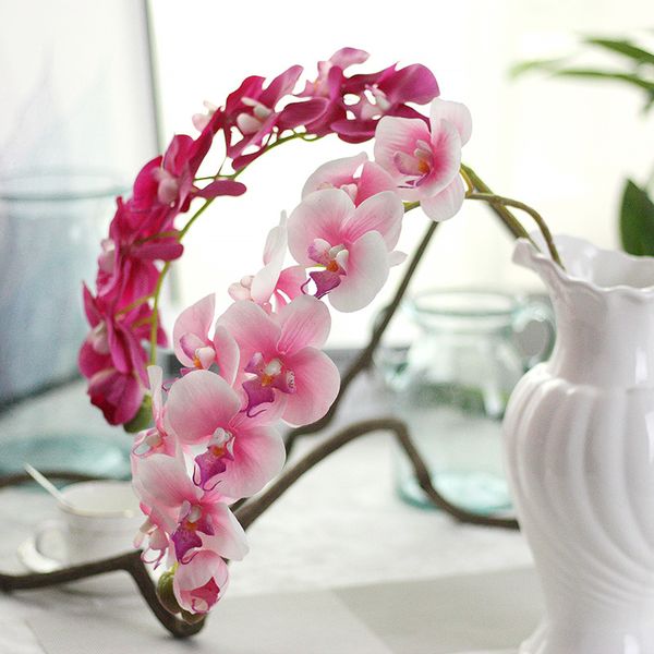 

1pcs 11 heads artificial latex butterfly orchid 72cm for wedding decoration phalaenopsis colorful real touch artificial flower