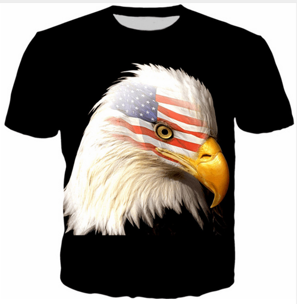 

new fashion men / women eagle funny 3d t-shirt casual short-sleeve t-shirt summer zc070, White;black