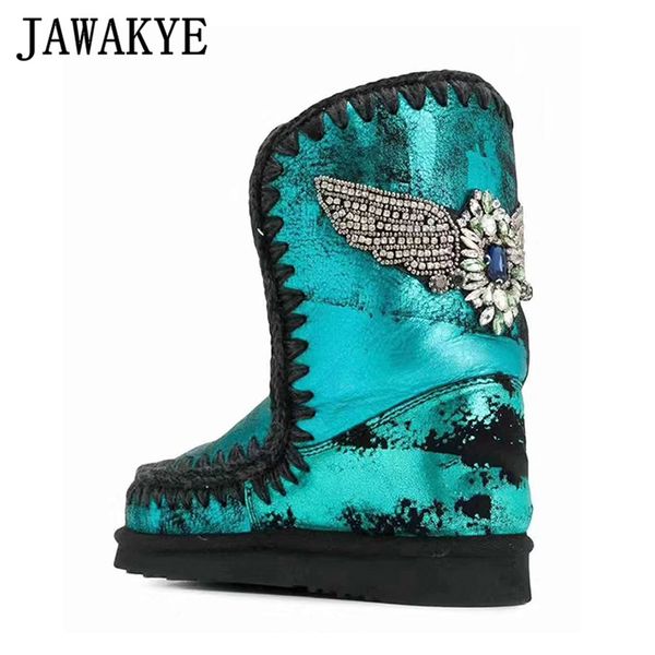 

natural fur snow boots women grey black rhinestone wings flat wool winter shoes woman crystal cowboy ankle boots botas mujer