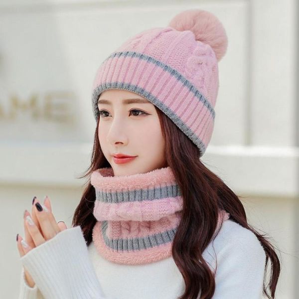 

2019 winter wool hats for women winter hat scarf set outdoor sport scarf hat ladies accessories girl's skullies beanies, Blue;gray