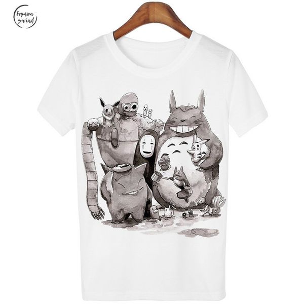 

new polyester totoro t shirt women 3d cartoon casual tees blusa plus size o neck t shirt camisetas g, White