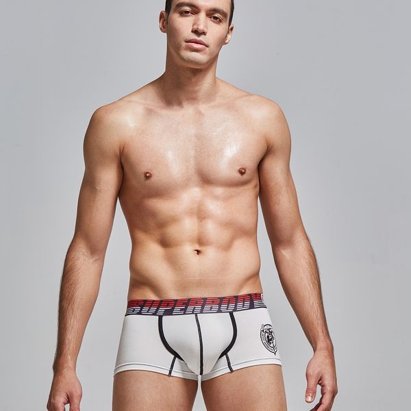 

pure cotton personalized printing men's boxer pants elastic breathable underwear low waist men's underwear u-shaped boxer pants, Black;white