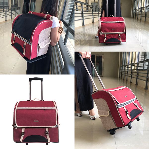 

3-in-1 pet carrier travel backpack trolley pet stroller for dogs and cats easy walk travel tote airline approved