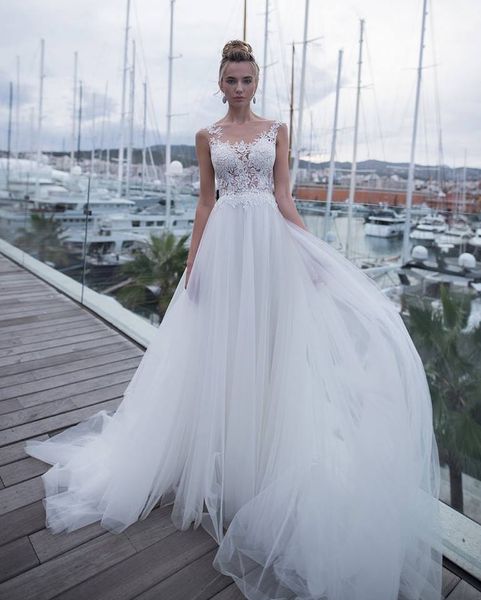 

2019 новый линия белый тюль пляж свадебные платья дешевые vestido де novia африканский готический свадебное платье свадебные платья, White