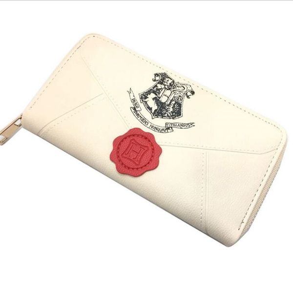 

harry potter letter zip around wallet pu long fashion women wallets designer brand purse lady party wallet female card holder tfj539, White