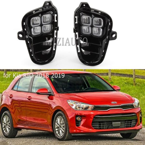 

2pcs car daytime running light for kia rio 2017 2018 2019 front bumper fog light lamp assembly led drl white yellow 2 colors