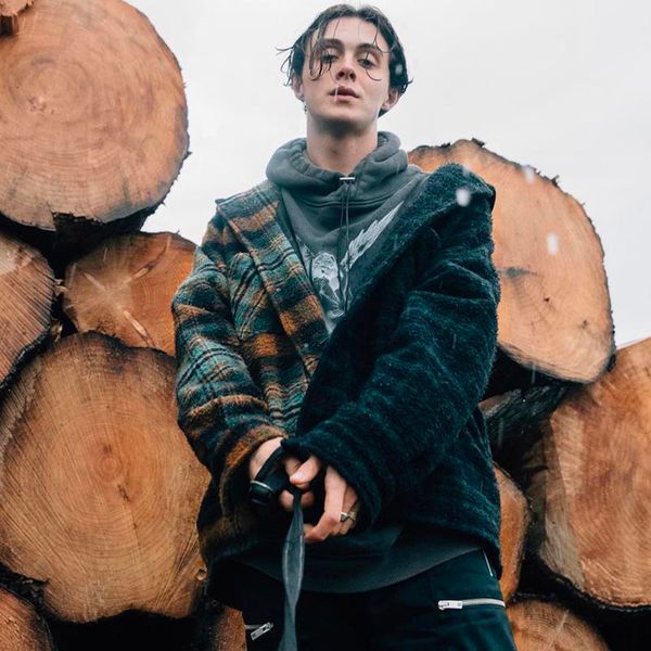 

19fw represent flannel jacket plaid hooded button jackets contrast color panelled street casual fashion coat outwear couple hfhljk070, Black;brown