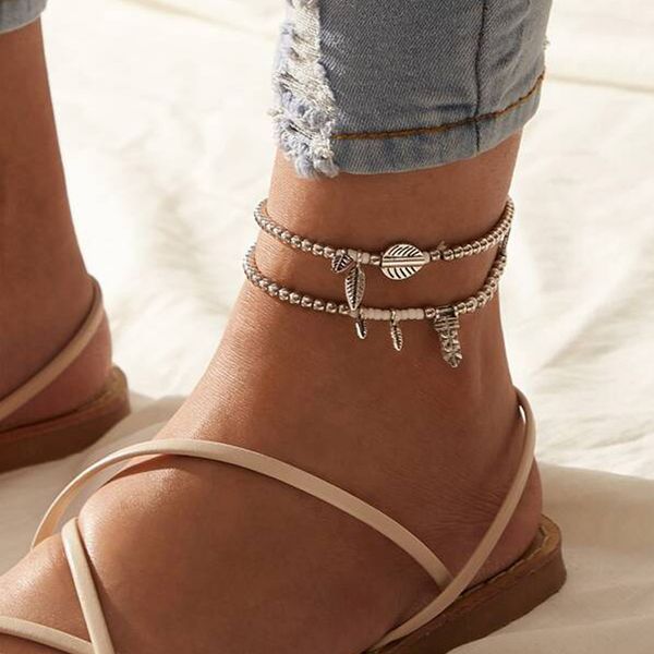 

alyxuy новые старинные листья бусины ножные браслеты для женщин новый многослойный ножной браслет нога браслет чешский пляж лодыжки цепи юве, Red;blue