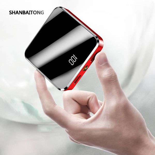 

band new 5000mah power bank mirror digital display led flashlight portable charging powerbank external battery for samsung