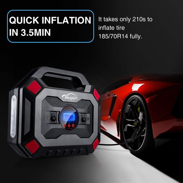 

maxpart tire inflator dc 12 volt portable car air compressor pump 150 psi car air compressor for auto car motorcycles bicycles