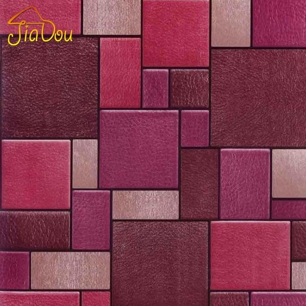 

wholesale- modern abstract box faulse leather softbag 3d pvc mural wallpaper sofa tv living room background wall paper roll papel de parede