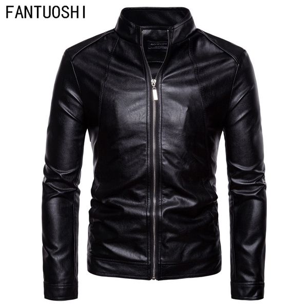 

2019 new autumn winter men leather jacket fashion business casual coat leathers jackets male black large size 5xl
