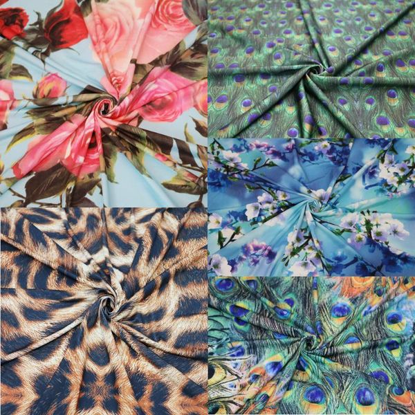 

50cm*155cm 4-way stretch knit material soft polyester lycra fabric print, Black;white