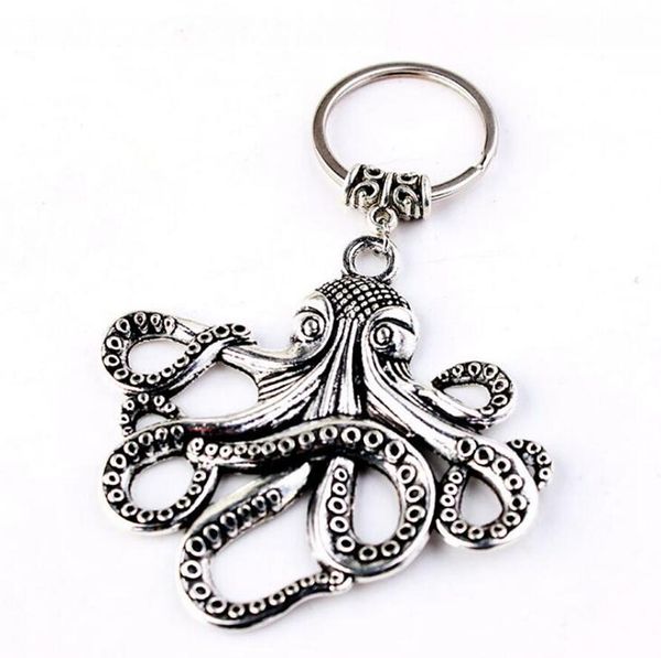 Uralter Silber/Bronze Seeungeheuer Schlüsselanhänger Großer Oktopus/Tintenfisch Charm Anhänger Schlüsselanhänger Männer Frauen Urlaub Geschenk Steampunk Schlüsselanhänger