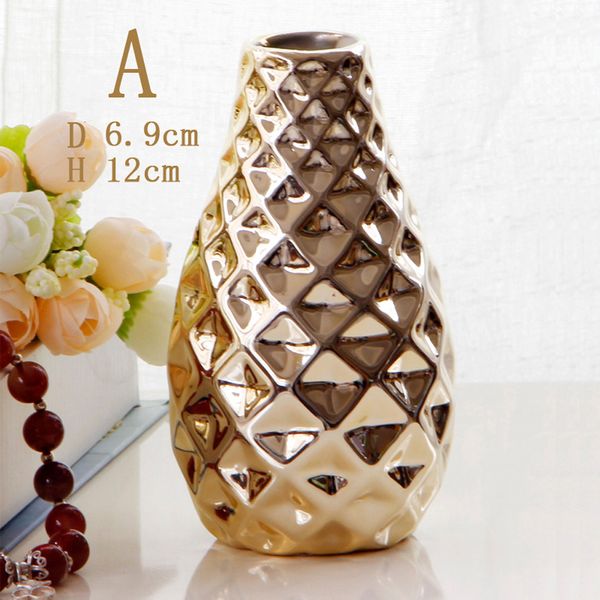 

luxury decorative ceramic tall flower vase for desk decor gold color