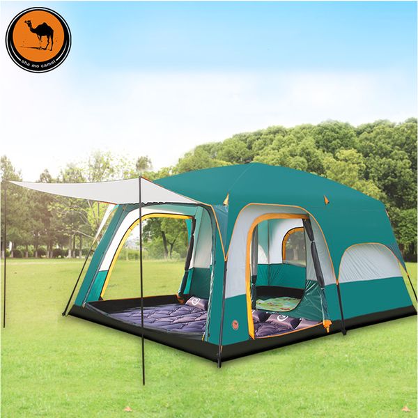 

6 8 10 12 people double layer outdoor 2living rooms and 1hall family camping tent in large space tent
