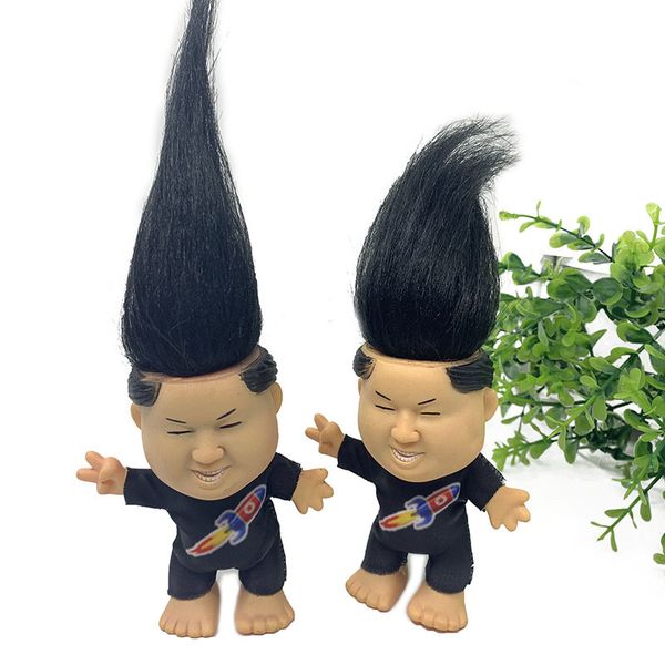 

8cm black clothes troll doll long hair action figures rocket fatty toys leprechauns russ troll for children birthday gift