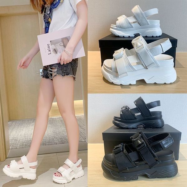 

women's black sandals fashion buckle adjustment convenient leisure sandals summer travel waterproof platform eva white