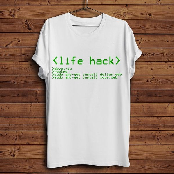 

life hack operating system programming code cool t-shirt men summer 2019 new short sleeve white funny programmer geek t shirt, White;black