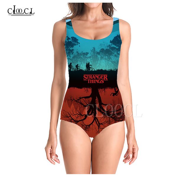

stranger things 3d print girls one-piece swimsuit swimming bathing suit sleeveless slim one piece swimsuit women's swimwear, White;black