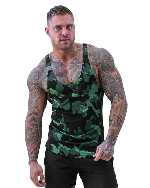 

e-baihui 2021 brand gyms clothing camouflage tank men fitness stringer vest canotta bodybuilding sleeveless muscle tankl005, White;black