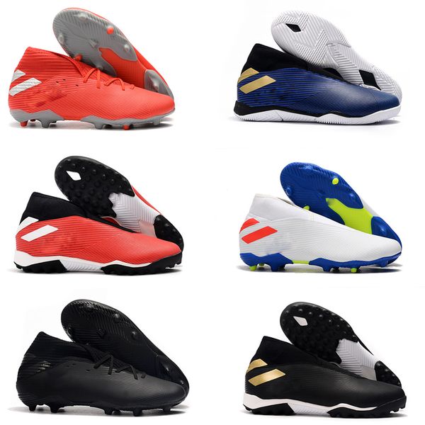 

2019 mens high football boots nemeziz 19.3 laceless fg soccer cleats nemeziz messi 19.3 360 agility fg soccer shoes, Black