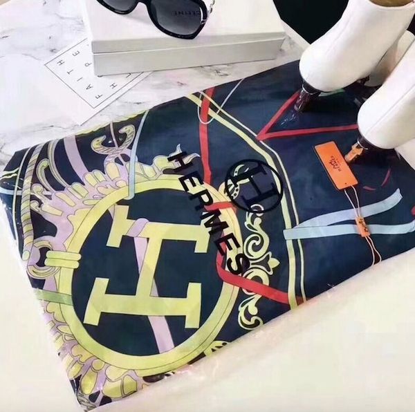 

известный бренд шелковый шарф для женщин весна лето H буквы стиль длинные шарфы с