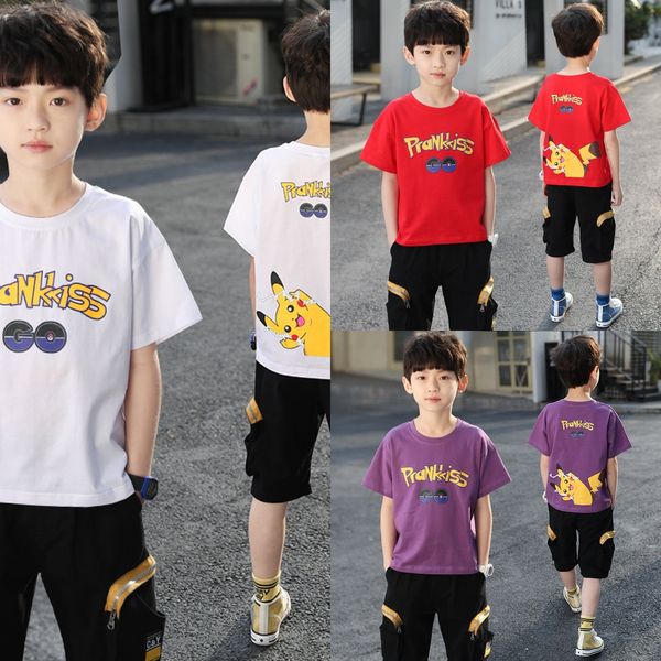 

fqzpd boy's children's suits for boys and girls and girls t-shirt children's cartoon t-shirt pants two-piece suit boy's
