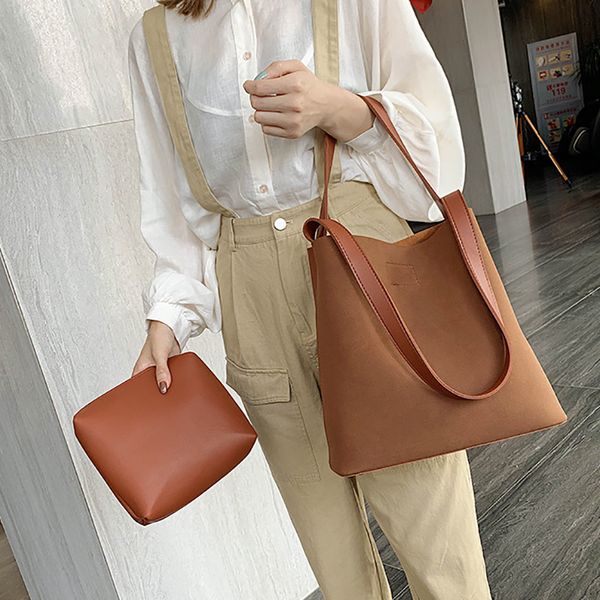 

winter scrub pu shoulder bucket bag women casual solid messenger bag large capacity female totes handbags women lady hand bags