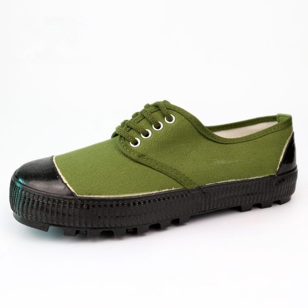 

male liberation canvas vulcanize shoes men female military training outdoor women big size34-46 work green rubber outsole footwear, Black