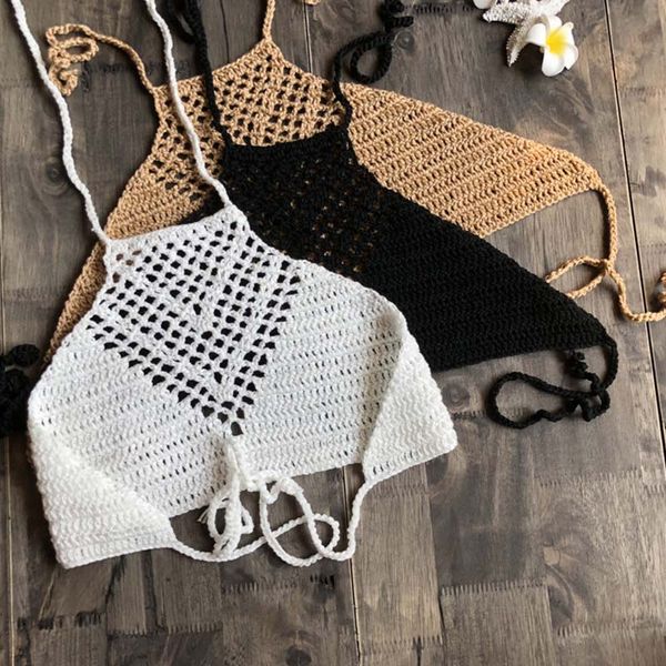 

high 1 pcs women swimsuit swimwear bikini solid color hanging neck breathable for beach holiday dsm, White