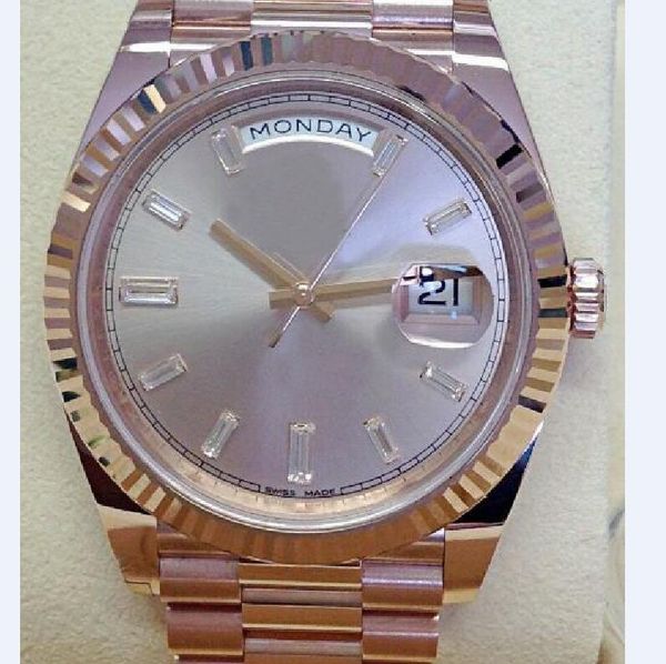 

2020wholesale мода унисекс механические оригинальный boxcertificate мужские часы 40мм 228235 розовое золото алмазный dot циферблат азии 2813, Slivery;brown